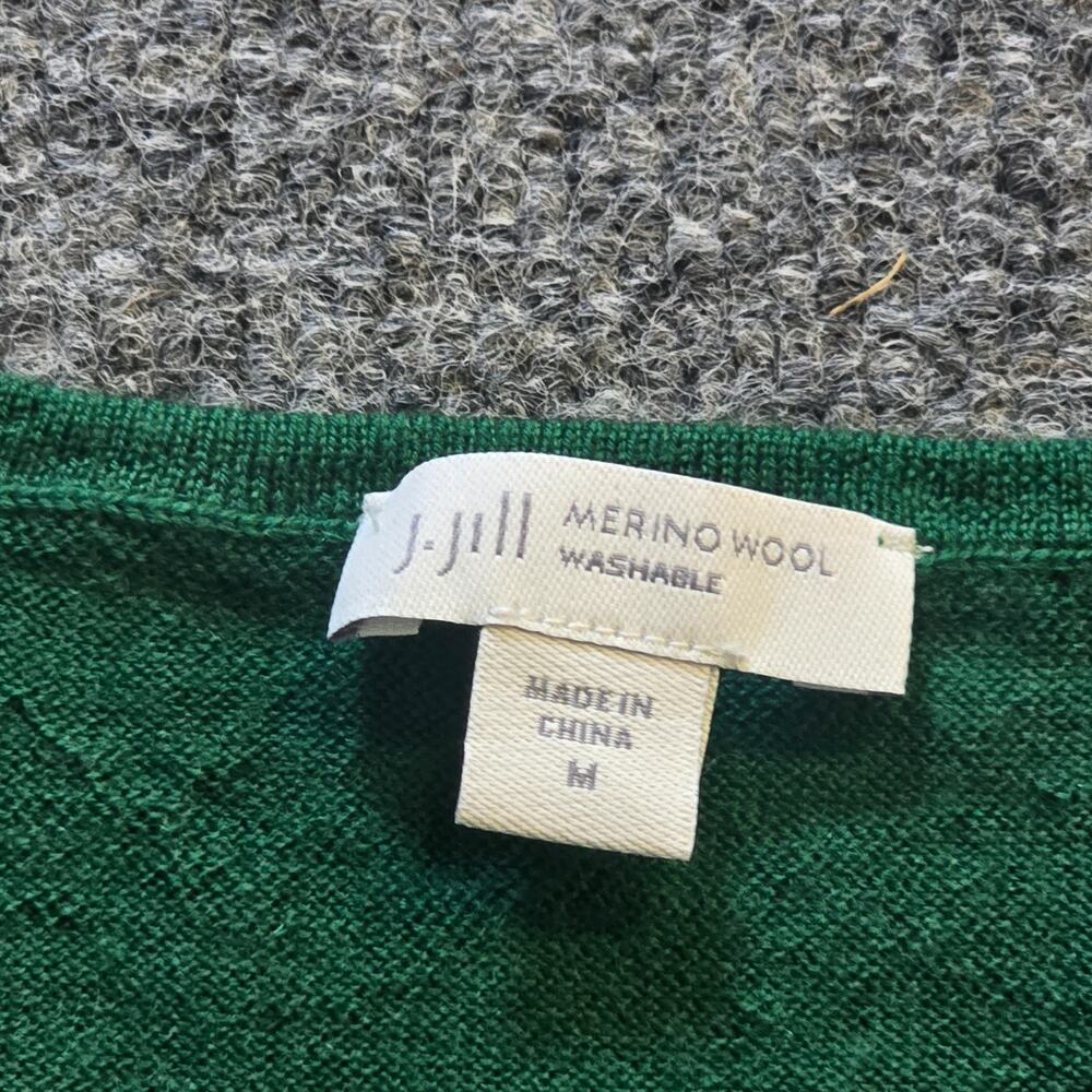 J Jill Sweater Top Womens Size Medium Green Merino Wool Long Sleeve Knit Capsule - Picture 3 of 11